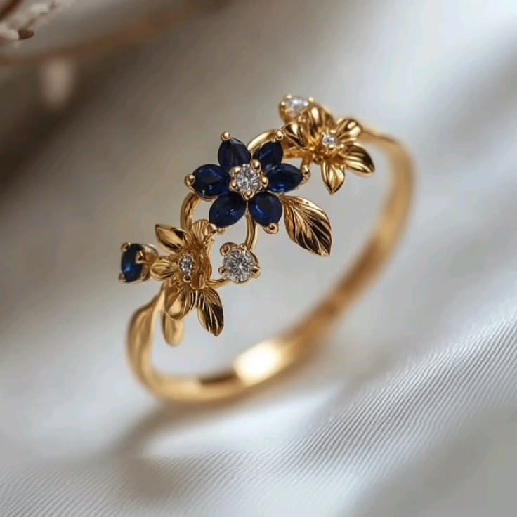 ZILA Blossom Luxe Floral Crystal Ring – Gold-Plated Elegant Statement Ring for Women