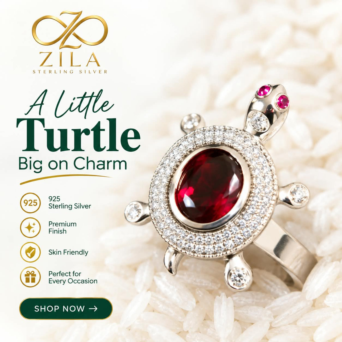 A Little Turtle, Big on Charm – 925 Sterling Silver Ring